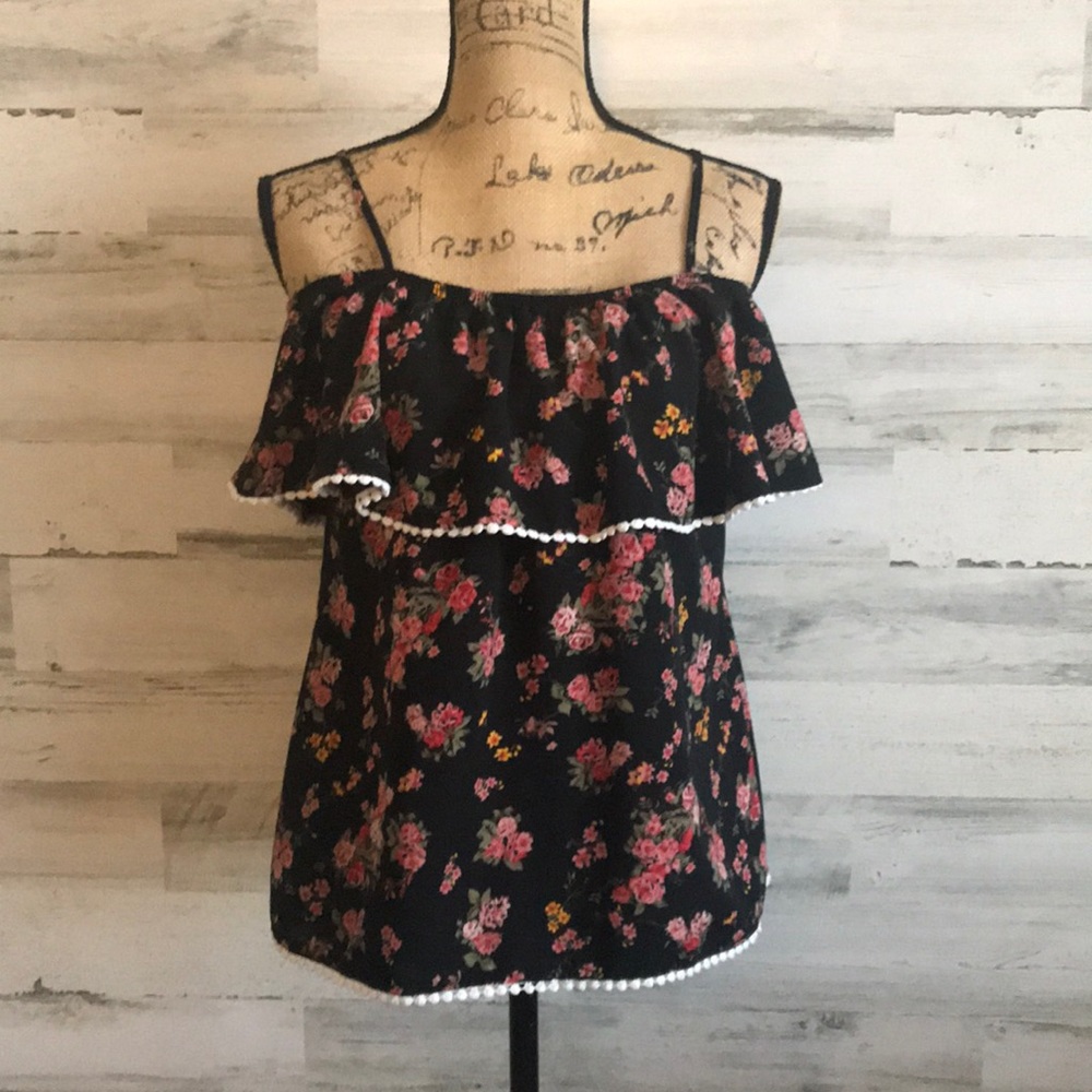Black Floral No Boundaries Blouse